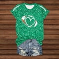 thumbnail image 4 of Game Day T-Shirts Women Sequin Football Love Heart Printed Short Sleeve Crewneck Tops 2025 Trendy Casual Classic Fit Tees Z006-Green XL, 4 of 5