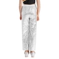 thumbnail image 2 of TiaoBug Kids Girls Sequin Sparkle Trousers Elastic Waistband Hip Hop Jazz Dance Straight Leg Pants Silver 10, 2 of 7