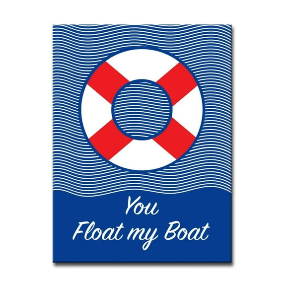 Crafted Creations Blue and Red "You Float my Boat" Rectangular Canvas Wall Art 16" x 12"