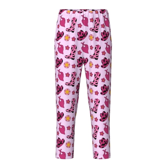 Xecao Retro Cowgirl Print Teenagers' Pajama Pants Long Sleep Pants Soft Elastic Waist Pajama Bottoms Elastic waist with 2 Pockets 5-16 Years-XS(5-6)