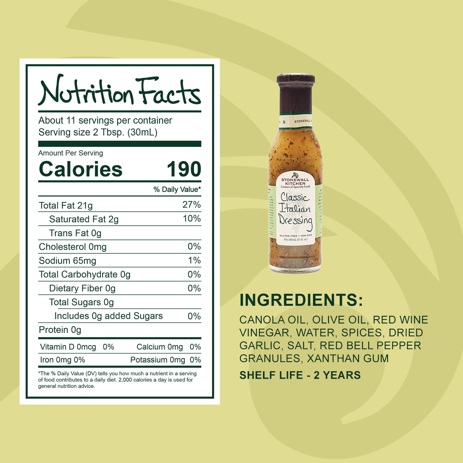 (6 pack) Stonewall Kitchen, Classic Italian Dressing, 11 oz. Jar