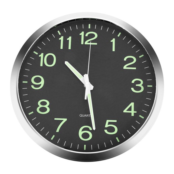 12 Inch Round Luminous Wall Clock Glow in the Dark Non-Ticking Indoor Decor -Silver