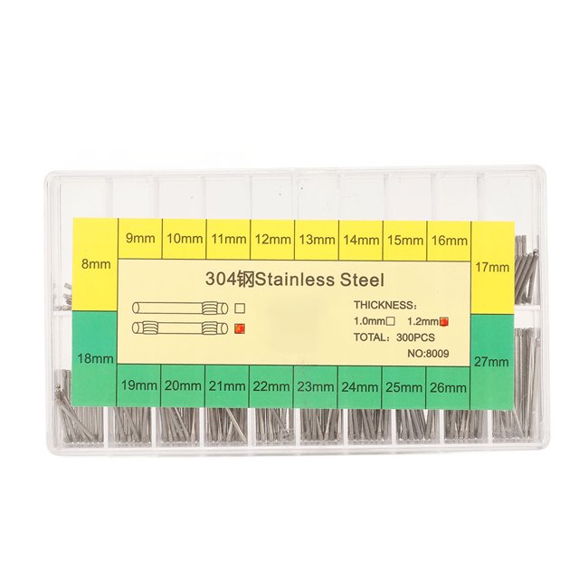 Watch Band Spring Bar Pins, Corrosion Resistant Rustproof Watch Split Pin 300Pcs Stainless Steel with Storage Box for Watchmakers