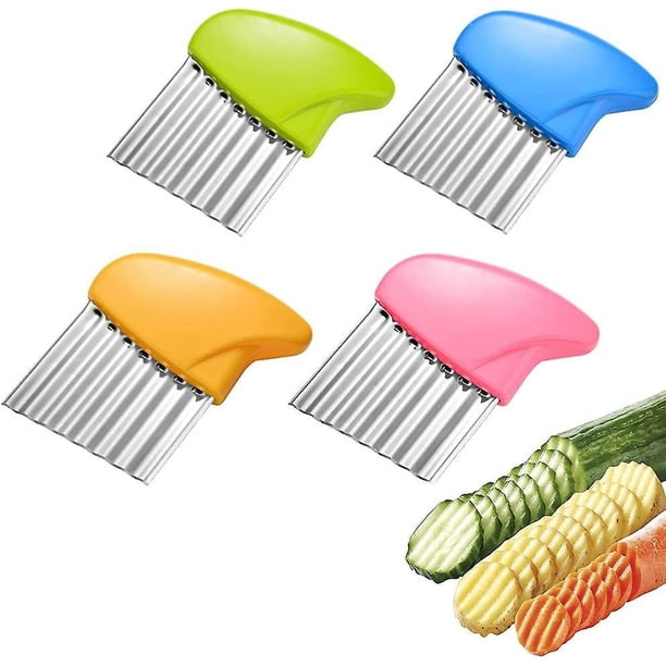 4 cuchillos para arrugar verduras, cortador de patatas de acero inoxidable, cuchillo ondulado para patatas, patatas fritas onduladas