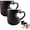 Black(2pcs), variant on Heart-Shaped Color Changing Magic Ceramic Mug Funny Color Changing Coffee Cup with Handle That Reveals Surprise Design When Filled with Hot Beverage Romantic Gift for Couples