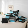 thumbnail image 5 of Feelyou Geometric Anstract Bedding Comforter Set 7-Piece for Adult, Grey Blue Square King Bedding Sets, Modern Fashion Reversible Bed Sheets, Microfiber Bedroom Decor, 5 of 7