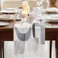 thumbnail image 3 of Abstract Gray Brown 70 Inch Table Runner, Modern Geometric Art Farmhouse Dresser Scarf Cotton & Linen Tablerunner for Dining/Kitchen Island/Holiday Party Décor 13" x 70", 3 of 9