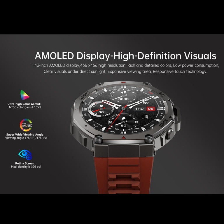 NEW　SMART　CHEST　NA/WAL/WH Rainbuvvy New DM58 Drop Resistant GPS Smart Watch 1.43 Inch AMOLED