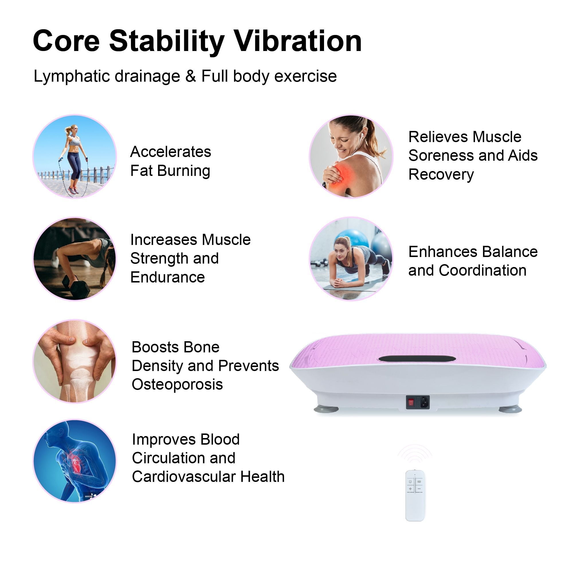 Crazy Fitness Vibration Platform: 10-Speed Smart Body Shaker & Fat Burner - Pink
