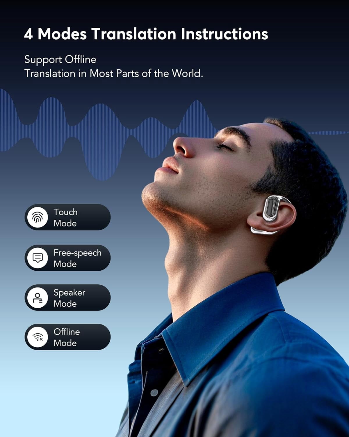 Flaiao AI Translator Earbuds - 144-Language Real-Time Translation | Bluetooth 5.4 for iOS/Android | Touchscreen Control | Travel & Business Essential