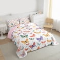 thumbnail image 4 of Manfei Cartoon Moth Lover Full Size Comforter Sets for Kids, Butterfly Print Bedding Comforter Set, Cute Love Heart Reversible Bedding Sets, Luxury Bedroom Decor, 3-Piece, 4 of 9