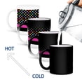 thumbnail image 4 of 3dRose, Letter A monogrammed on rainbow polka dots pattern with hot pink personal initial - girly multicolor, 11oz Magic Transforming Mug, 4 of 8