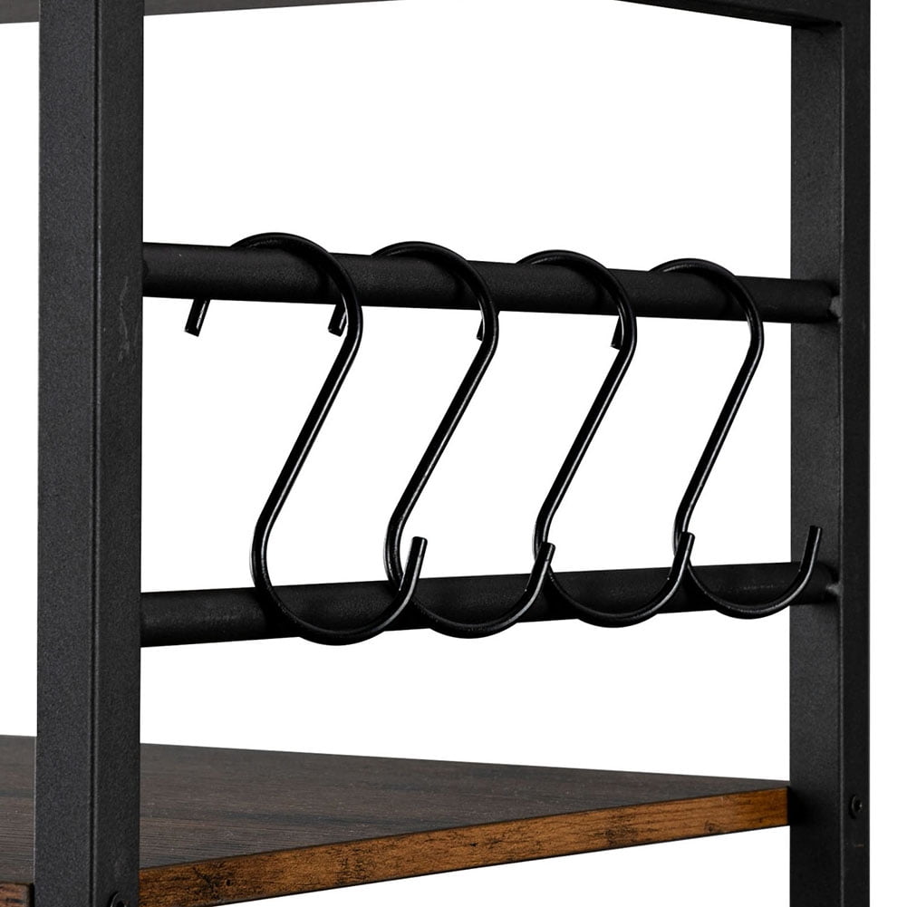 Kepooman 5-Tier Bakers Rack for Kitchen with Cabinets, Microwave Oven Stand Kitchen Baker's Rack, Kitchen Rack for Dining Room, Black & Brown Kepooman 5-Tier Bakers Rack for Kitchen with Cabinets, Microwave Oven Stand Kitchen Baker's Rack, Kitchen Rack for Dining Room, Black & Brown