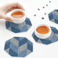 thumbnail image 7 of Disketp Cozy Knitted Blue Chevron Funny Coasters,6 Pcs Leather Coasters with Holder, Perfect Housewarming Hostess Gifts,Protect Furniture from Water Marks Scratch and Damage,Octagon, 7 of 7