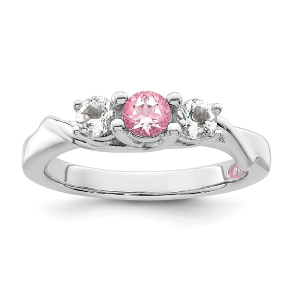 10k White Gold Ring with Stones Topaz 0.66 ct Survivor Collection Rhodium-plated and Pink Swarovski Joanna