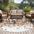 thumbnail image 4 of Round Rugs 5Ft, Orange Geometric Round Area Rug Washable Indoor Throw Carpet, Abstract Plaid Colorful Grid Texture Soft Non Slip Circle Rug for Cabinet Bathroom Home Decor Aesthetic, 4 of 8