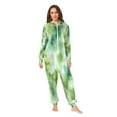 thumbnail image 2 of 1 Piece Adult Onesie Pajamas Cozy & Loose-Fit Sleepsuit Loungewear with Pockets Green Tie-dye Flowers Large, 2 of 7