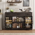 thumbnail image 6 of Homfa Buffet Cabinet with 3 Drawers and 4 Doors, 55.1” W Kitchen Sideboard Storage Cabinet with Adjustable Shelves, Farmhouse Coffee Bar Cabinet for Dining Room, Dark Brown, 6 of 8