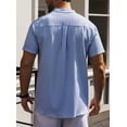 thumbnail image 4 of Fexilor Men's Shirts Short Sleeve Button Down Relaxed Fit Modern Stand Collar Casual Dress Shirts, Fade-Resistant, 4 of 6