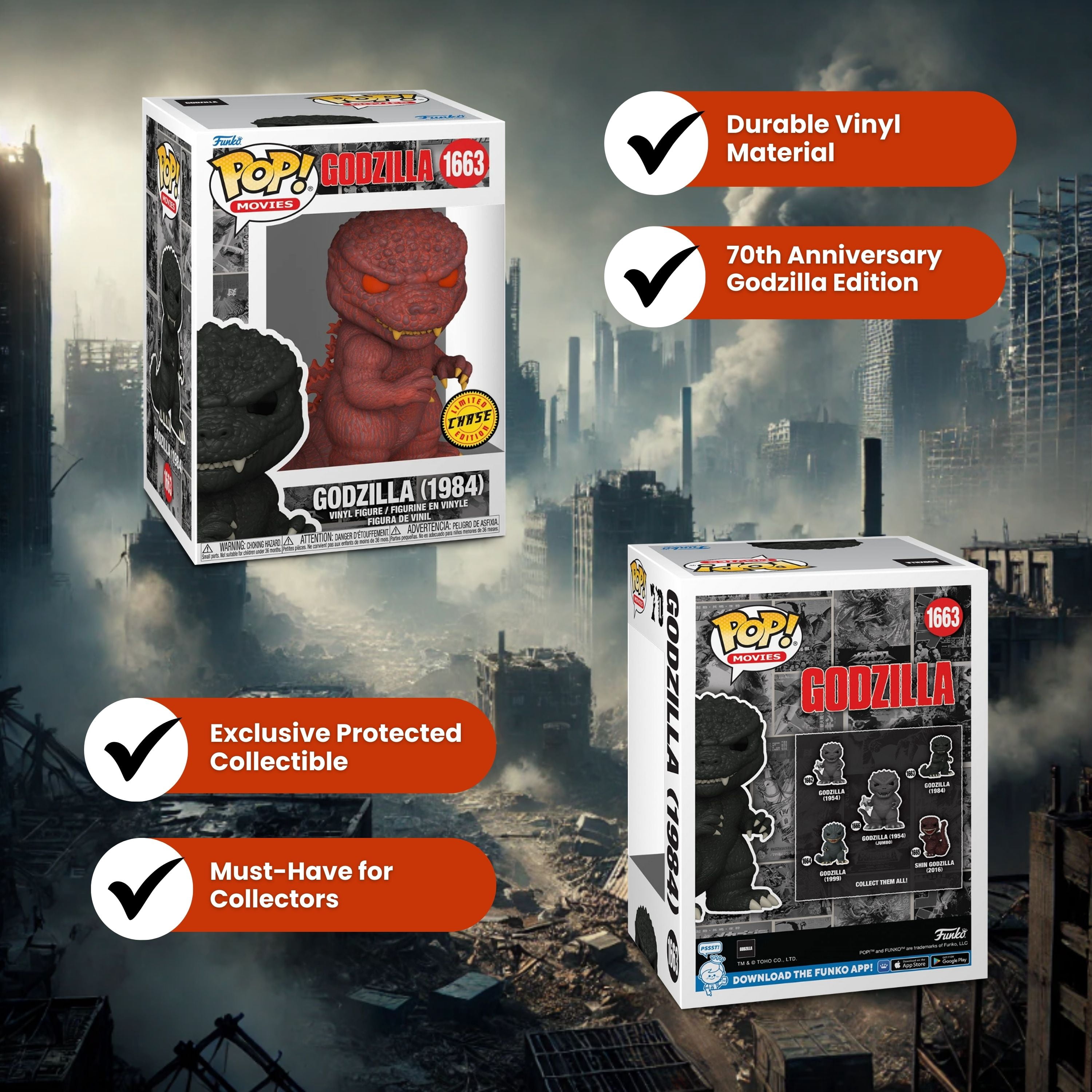 Funko Pop! Movies Godzilla (1984) 70th Anniversary Chase L.E. Vinyl Figure 1663