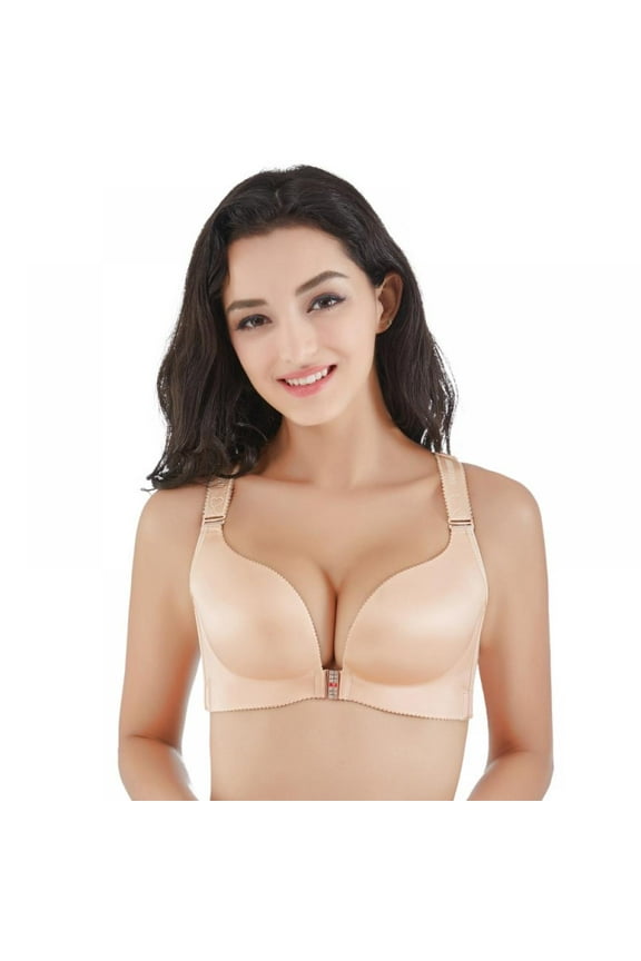 Women Plus Size Sexy Push Up Bra Front Closure Butterfly Brassiere Backless Breast Seamless Bras Large Size A B C D Cup Embroidered Lace Bra Add Cups Bra Underwire