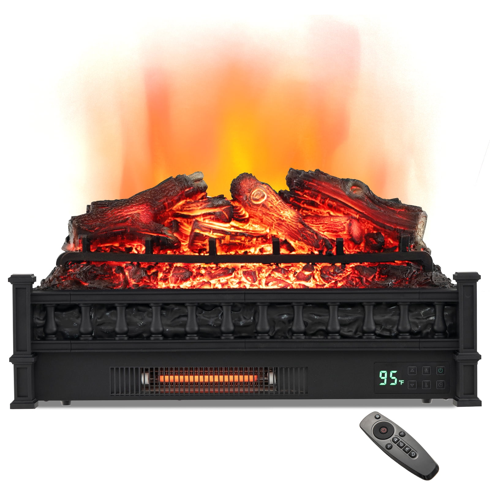 Topbuy 26" Electric Fireplace Log Set Heater w/ Remote 5 Flame Modes & Brightness Thermostat