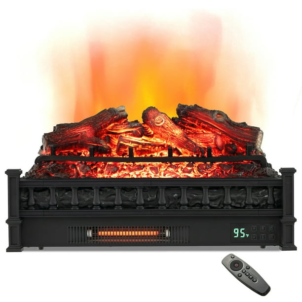 Topbuy 26" Electric Fireplace Log Set Heater w/ Remote 5 Flame Modes & Brightness Thermostat