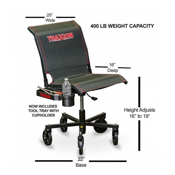 Traxion 2-720 Mesh Flex Seat NOW INCLUDES tool tray with cupholder