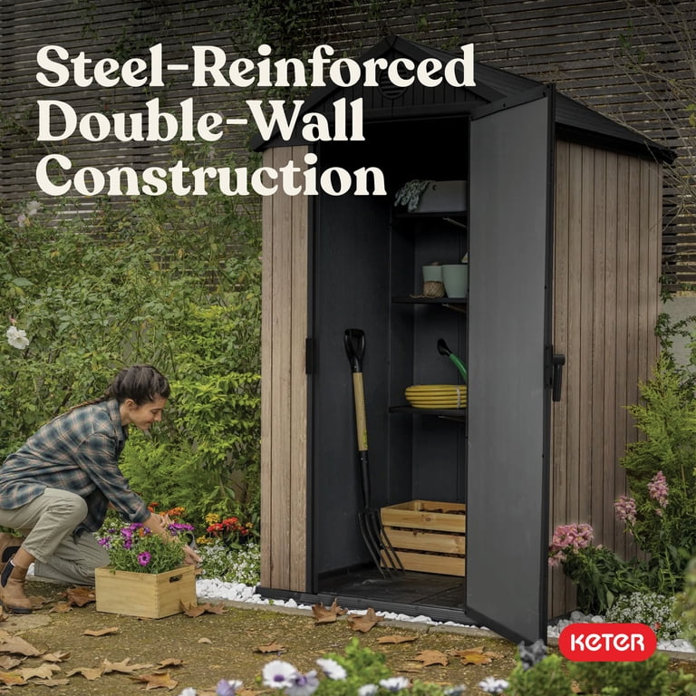 Keter Darwin 4x4 ft. Outdoor Storage Shed, Weatherproof Lockable