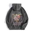 thumbnail image 4 of Women's Oversized Hoodies Fall Trendy Letter Floral Print Drawstring Long Sleeve Tops Kangaroo Pocket Casaul Loose Sweatshirts Z001-Dark Gray M, 4 of 4