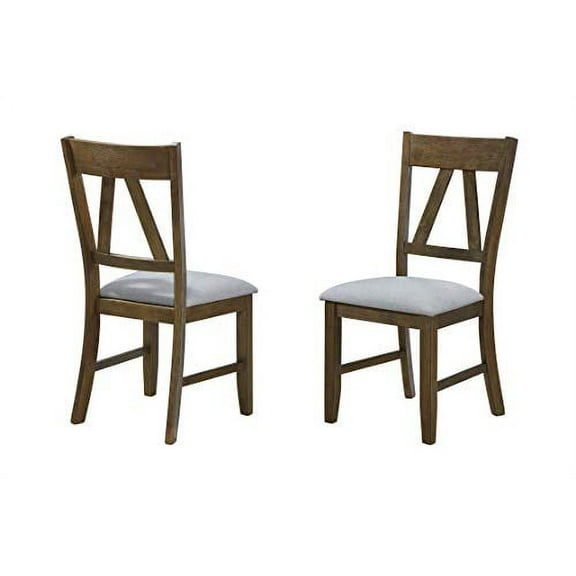 Kings Brand Furniture - Howell Wood Dining Upholstered Chairs, Brown/Blue (Set of 2)