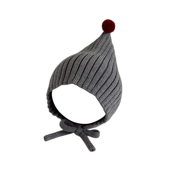 CPNG Baby Balaclava Knit Pointed Hat with Pom-Pom – Soft Ribbed for Sensitive Skin, Adjustable Tie for Active Infants, Autumn/Winter Outing Headwear, Cozy Warm & Matches Baby Outfits