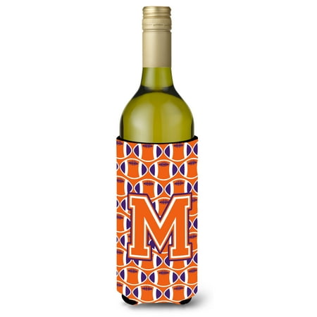 

Carolines Treasures CJ1072-MLITERK Letter M Football Orange White and Regalia Wine Bottle Beverage Insulator Hugger