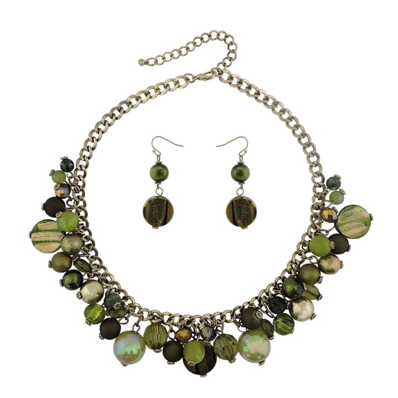 BOCAR Women's Beaded Strand Statement Necklace Beads Collar (N0002-Green)
