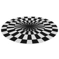 thumbnail image 2 of Tapis Rond Noir Blanc à Carreaux Antidérapant Confort Ultime, 2 of 6