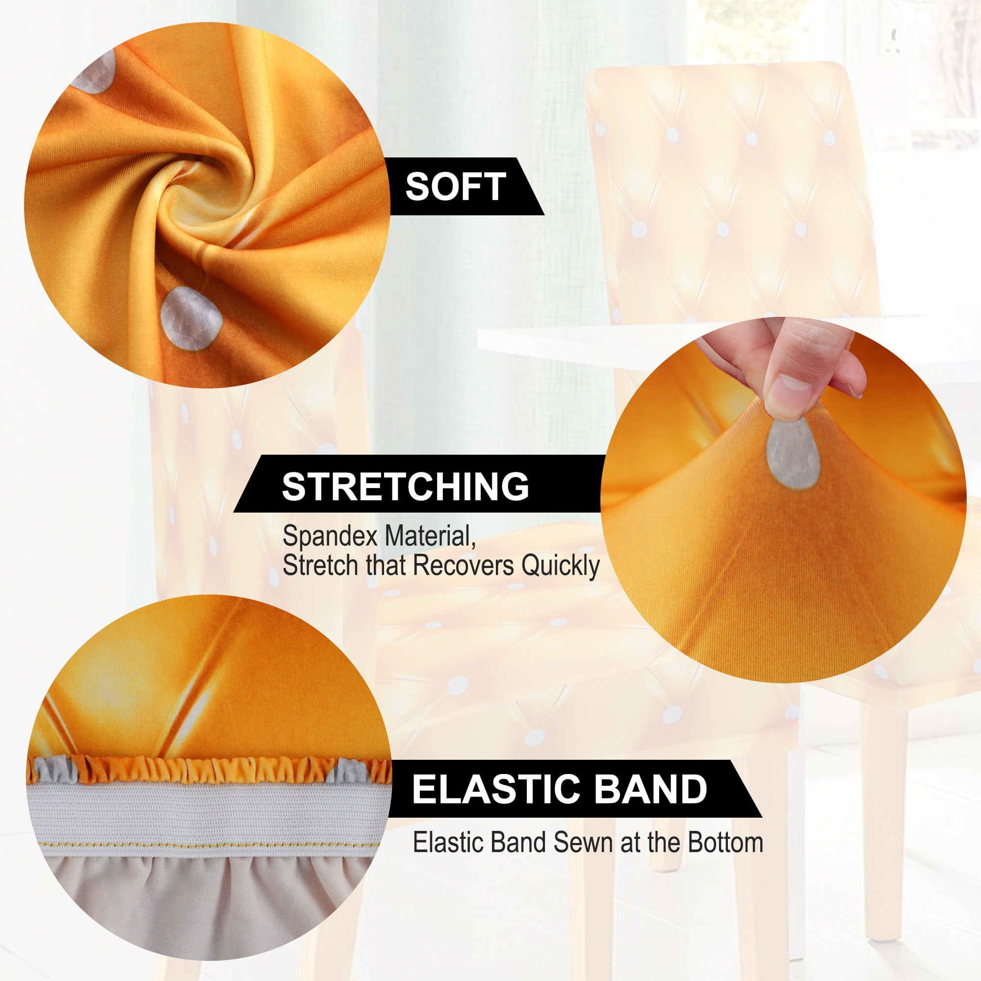 Unique Bargains Stretch Dining Chair Seat Cover Gold Tone
