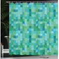 thumbnail image 4 of Ambesonne Teal Shower Curtain, Cube Pattern Vibrant Color, 69"Wx75"L, Sea Green Blue, 4 of 5
