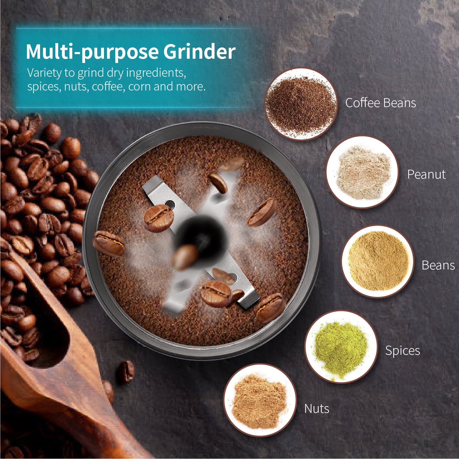 Gevi Black Electric Coffee Grinder