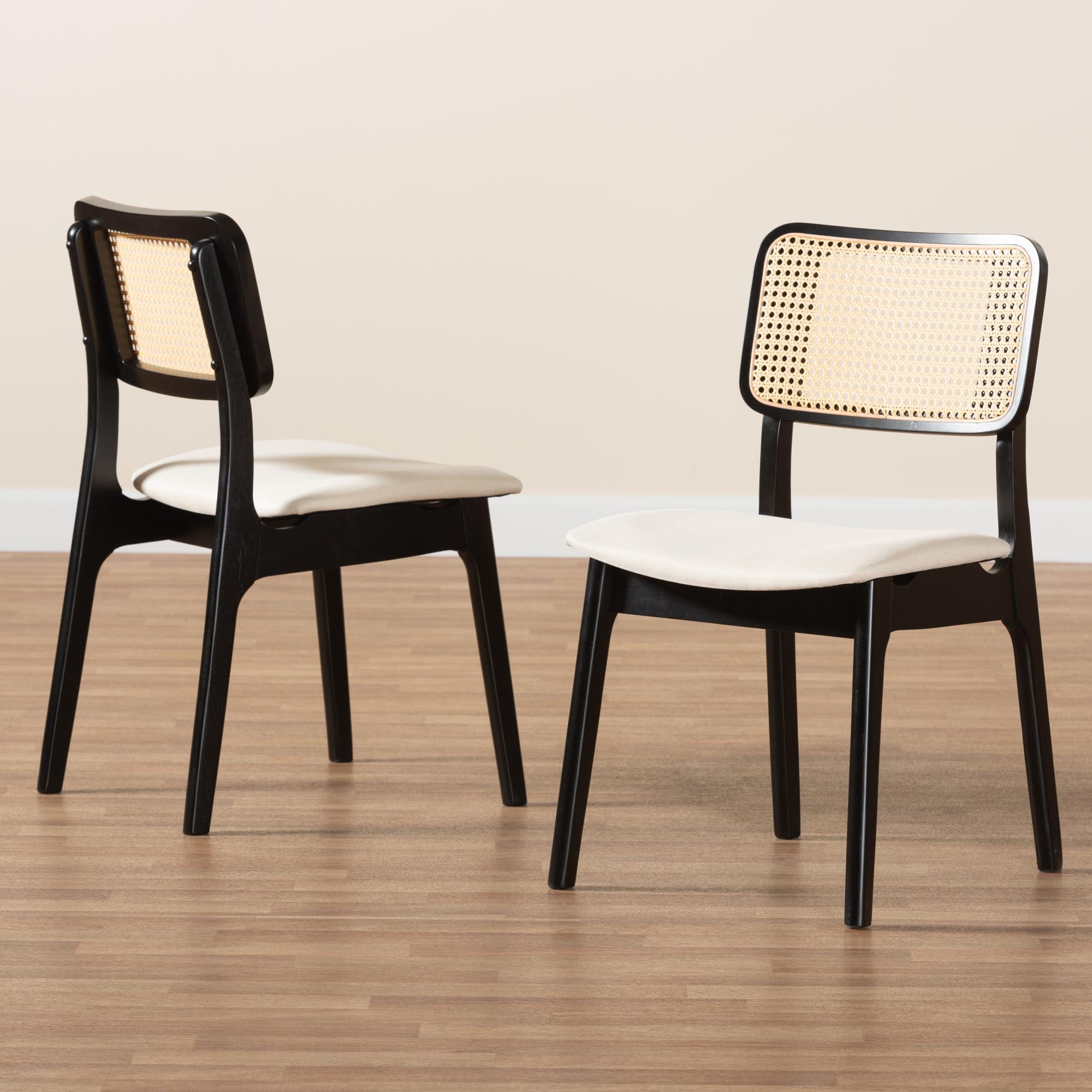 Baxton Studio Ballerina Rattan BOHO Dining Sets, 5-Piece, Black