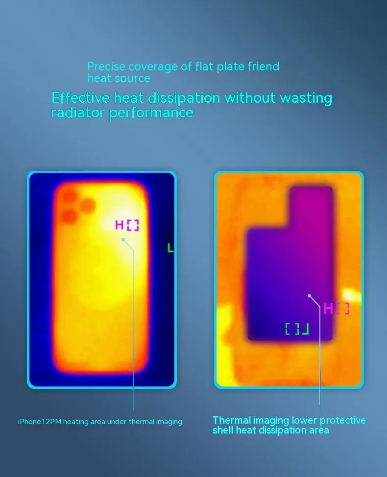 Phone Cooling Plate & Heatsink Pad – Advanced Thermal Dissipation for Gaming & Streaming Enhanced Heat Absorption Radiator Fan Ready Compatible with iPhone & Smartphones with Left-Positioned Cameras