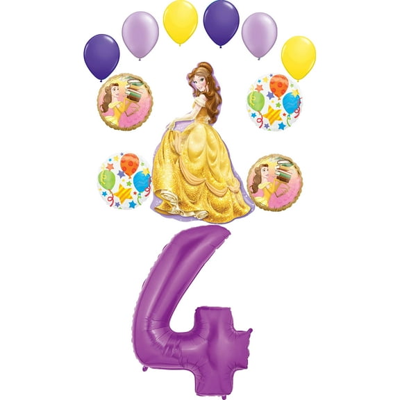 Beauty and The Beast Party Supplies Princess Belle 4th Birthday Balloon Bouquet Decorations