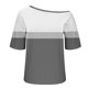thumbnail image 5 of Tops de Manga Corta para las Mujeres Cuello Inclinado de Ajuste Suelto Casual Blusa Deportiva para el Hogar, Top de Poliéster Relajado para Primavera Verano Diario Y Entretenimiento, 5 of 6