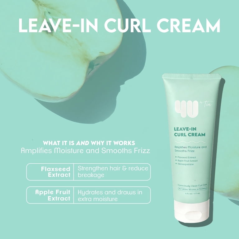4U by Tia Hair Curl Cream with Flaxseed, Hemi15, Apple Scent, 6 fl