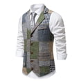 thumbnail image 7 of uikmnh Vests for Men Classic Lapel Retro Patchwork Houndstooth Vest for Men's Stylish Outerwear Wardrobe Size:XL, 7 of 7