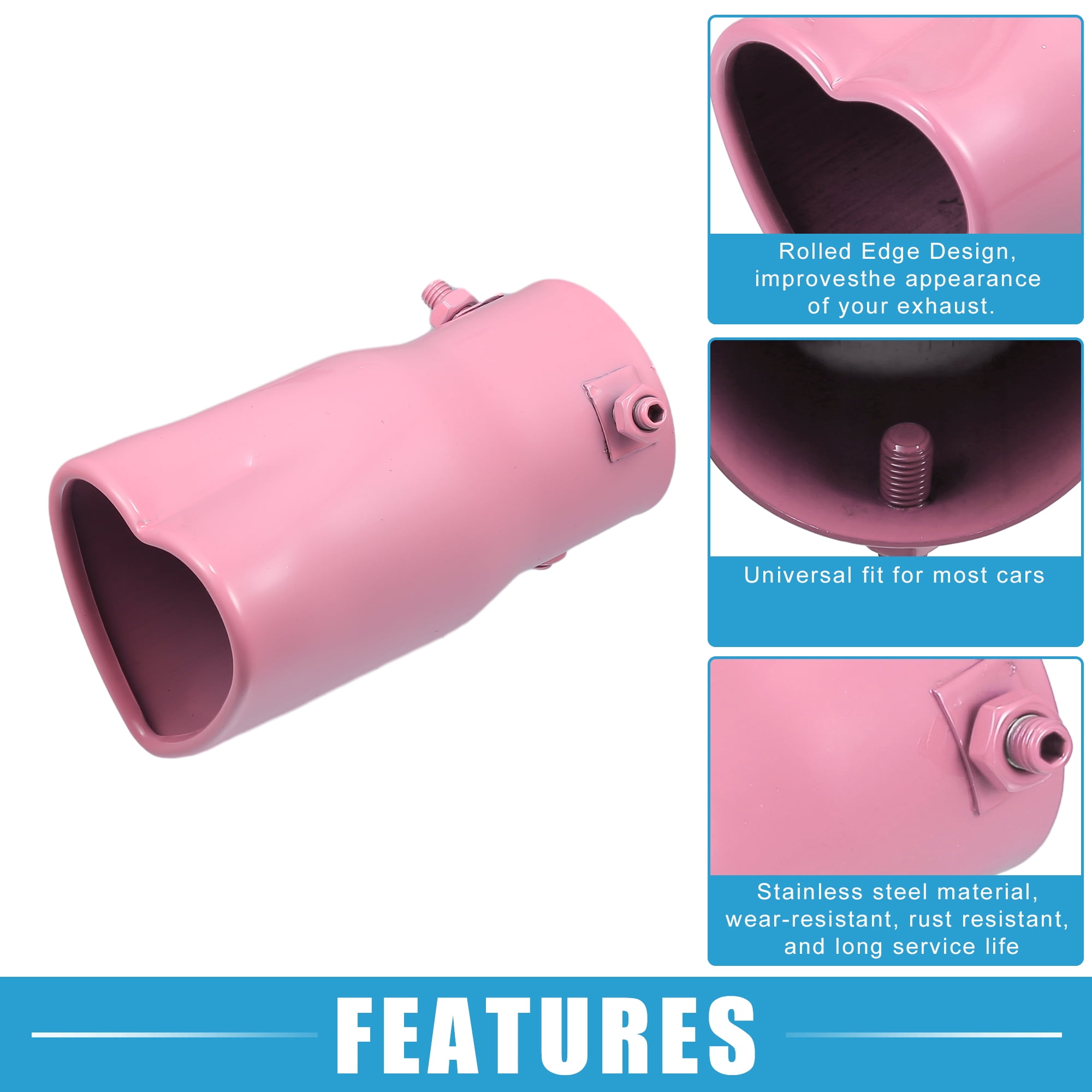 Unique Bargains Car Exhaust Tip Heart Shaped Tail Pipe 2.48Inch OD 2.64"x2.36" Pink