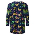 thumbnail image 4 of Jinhomg 3/4 Sleeve Party Shirts for Women 2025 Carnival Themed Tunic Tops Cute Mask Graphic Mardi Gras Blouse Holiday Streetwear Spring Saving Purple XL, 4 of 6