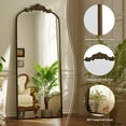 thumbnail image 5 of BEAUTYPEAK 66"x21" Arched Full Length Mirror Metal Vintage Mirror Baroque Style,Antique Bronze, 5 of 9