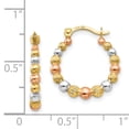 thumbnail image 3 of 14k Yellow Gold Rose White Beaded Hoop Earrings, 3 of 7