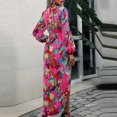 thumbnail image 4 of Robes pour Femmes Décontractées 2023 Robe Sexy à Manches Longues Col en V Contraste Taille Élastique Rose TG, 4 of 5