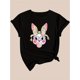 thumbnail image 3 of Camisetas gráficas para mujer, de manga corta, de algodón, para veranoEaster Bow Colorful Bunny Print Casual Stylish Top for Black Women, Round Neck Short Sleeve T-ShirtFather's Day, Mother's Day, N, 3 of 8